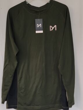 me too Olive Green Long Sleeve Crew Shirt